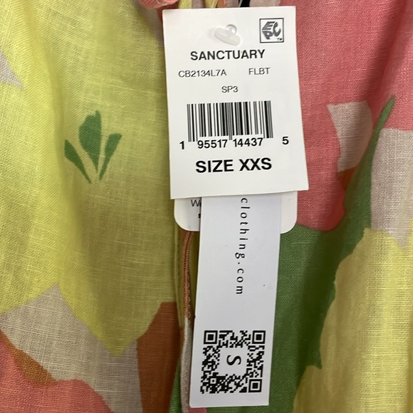 Square neck lime yellow coral spring palette short sleeve elastic adjust top NWT - Picture 3 of 12